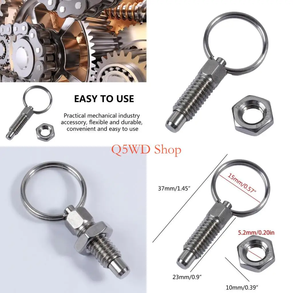 Q5WD 4 Pcs Stainless Steel Pull Ring Indexing Plunger Non Lock-Out Type Knob Plunger