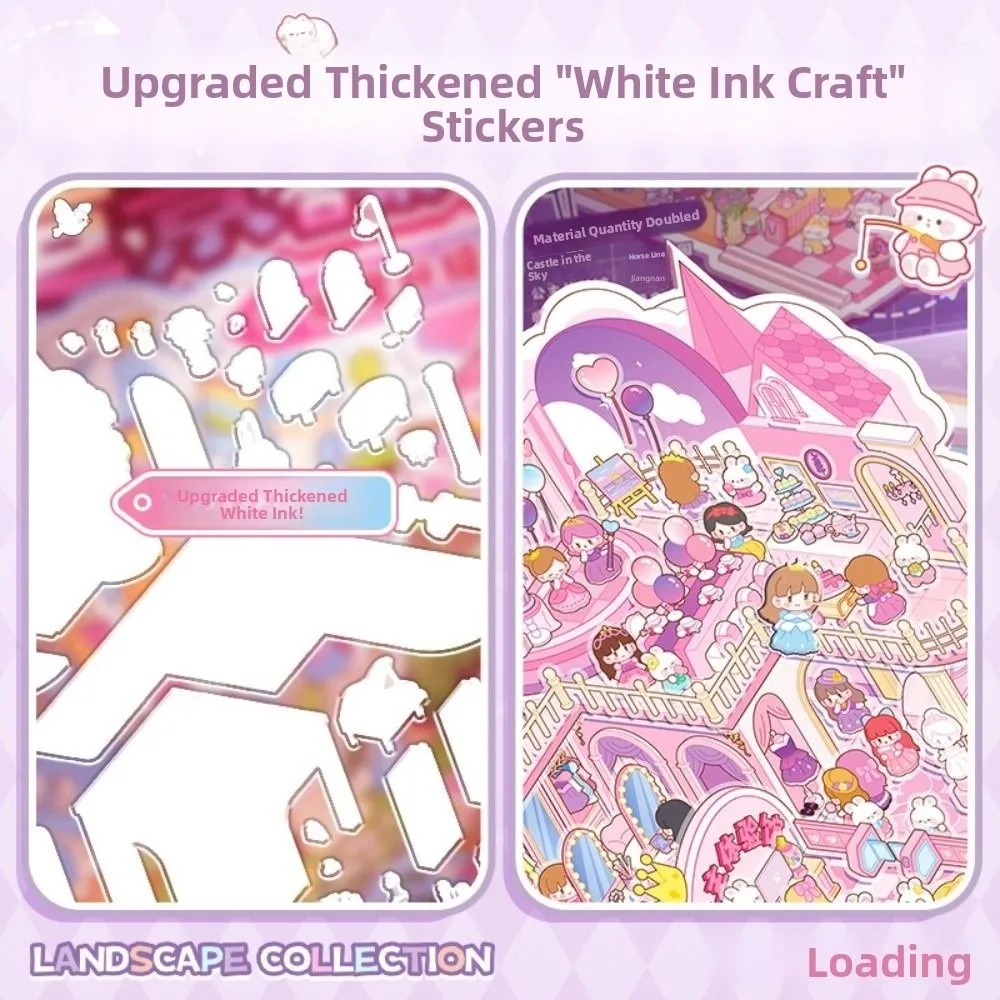 Cartoon PET Miniature Scene Collection Decompression Visual Stacking 3D Landscape Sticker DIY Toy Game Stickers Children Gifts