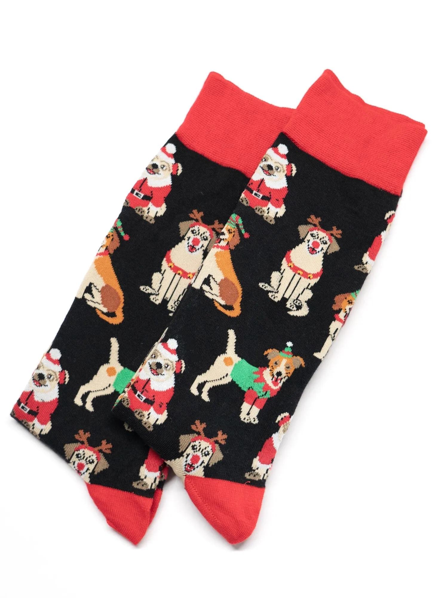 CHAOZHU 1 Pair Xmas Funny Pet Puppy Dog Cartoon Unisex Men Women Socks Crew Long Autumn Winter Cotton Socks Funny Christmas