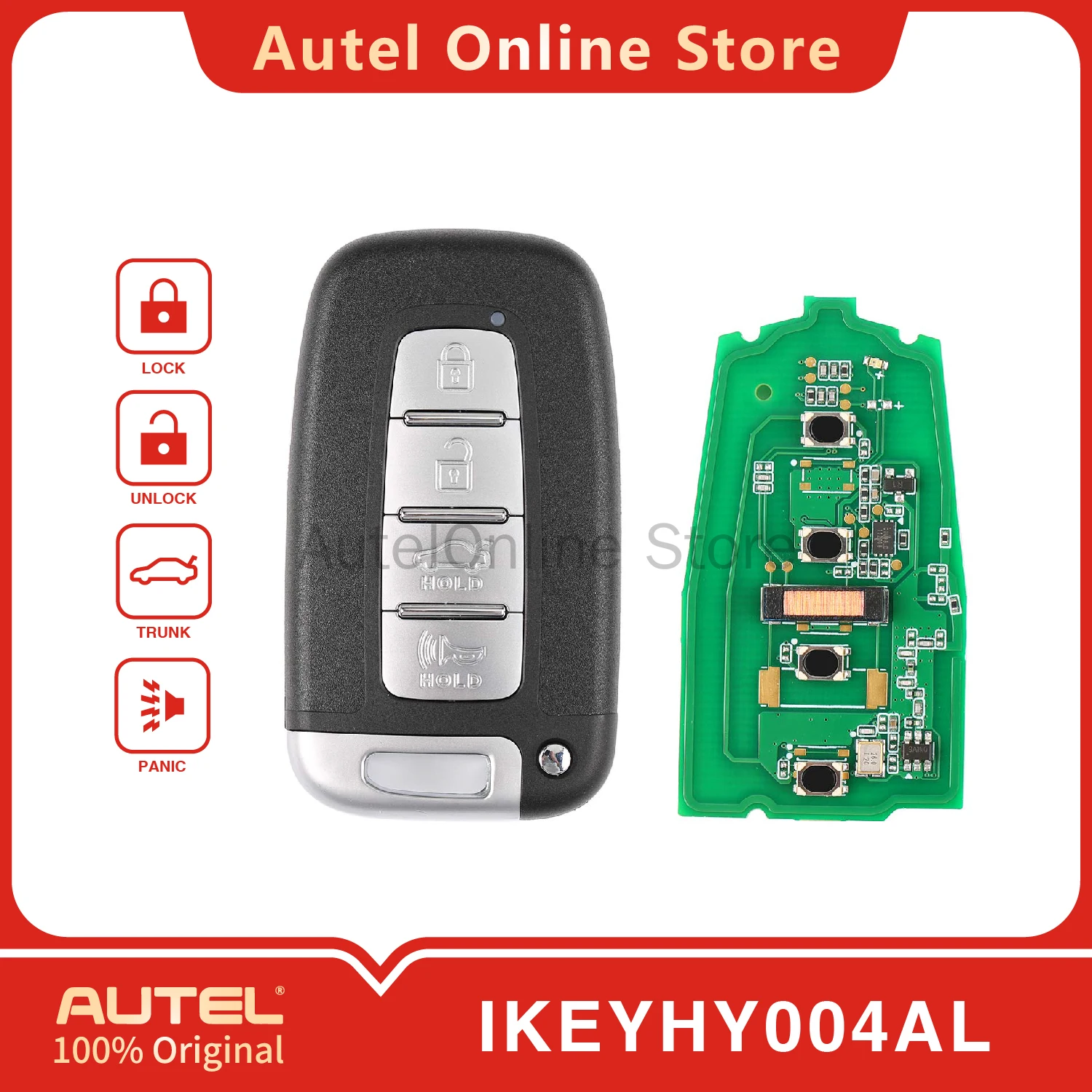 

AUTEL IKEYHY004AL 4-кнопочный универсальный смарт-ключ дистанционного управления для KM100/IM508/IM608 для Hyundai