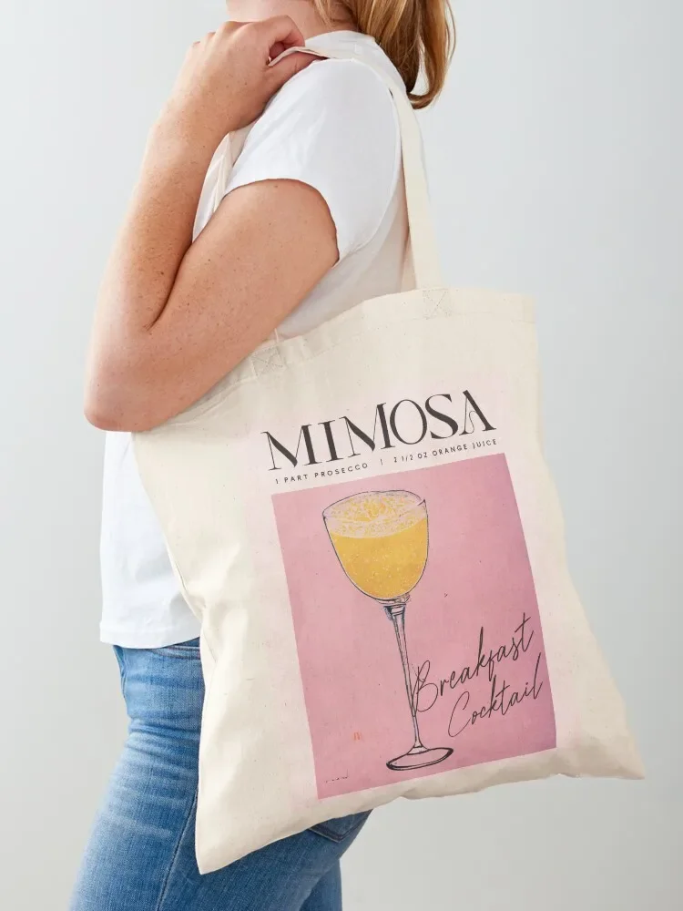 Mimosa Retro Cocktail Poster Breakfast Cocktail Bar Prints, Vintage Drinks, Recipe, Wall Art Tote Bag Shopper great bag Tote Bag