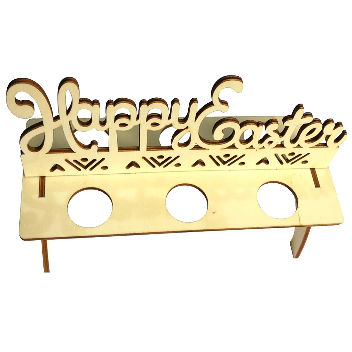Easter Egg Shelf Holder Unfinished Wood Cutout Natural Color Happy Easter Design DIY Craft Decoration for Party Table Ornament