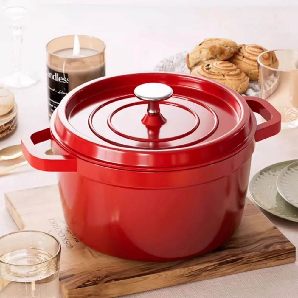 Gusseisen Emaille Topf Antihaft Kochgeschirr Auflauf Suppe Haushalt Eintopf Suppe Topf Dampfer Gas Induktion Herd Universal Kochen
