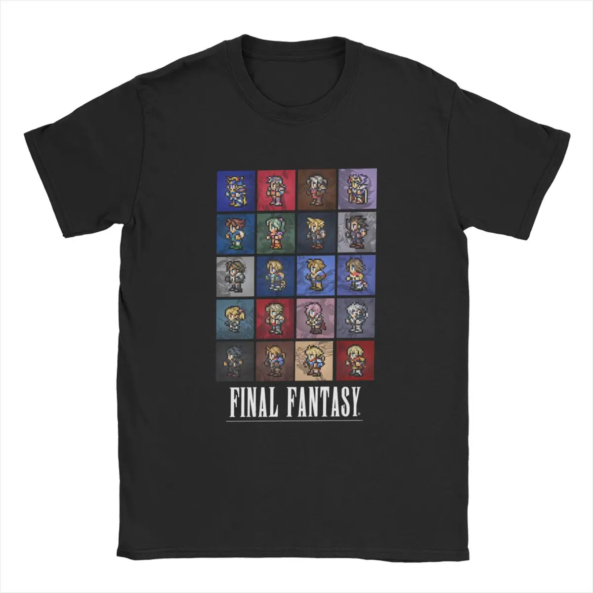 Final Fantasy All FF PIXEL SPRITE Men\'s shirt Cool Tees  video games Round Collar T-Shirt Pure Cotton Graphic Printed Clothes