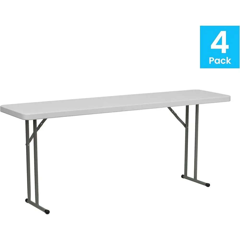 طاولة تدريب بلاستيكية قابلة للطي بطول 6 أقدام من الجرانيت الأبيض من Elon4Pack #4