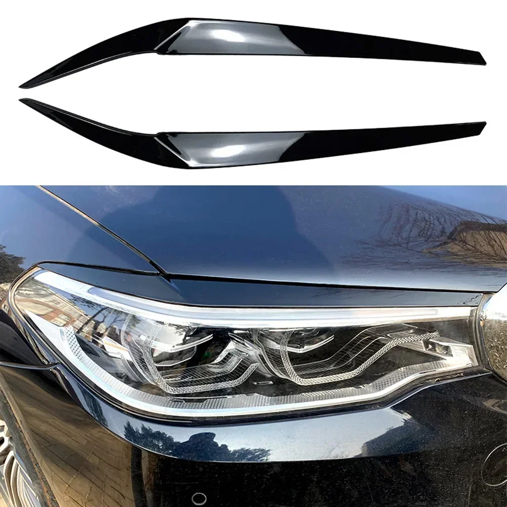 2Pcs Car Front Headlights Eyelid Eyebrows Trims For BMW 5 Series G30 G31 G38 F90 M5 525I 530I 540I 2017-2021 Car Accessories