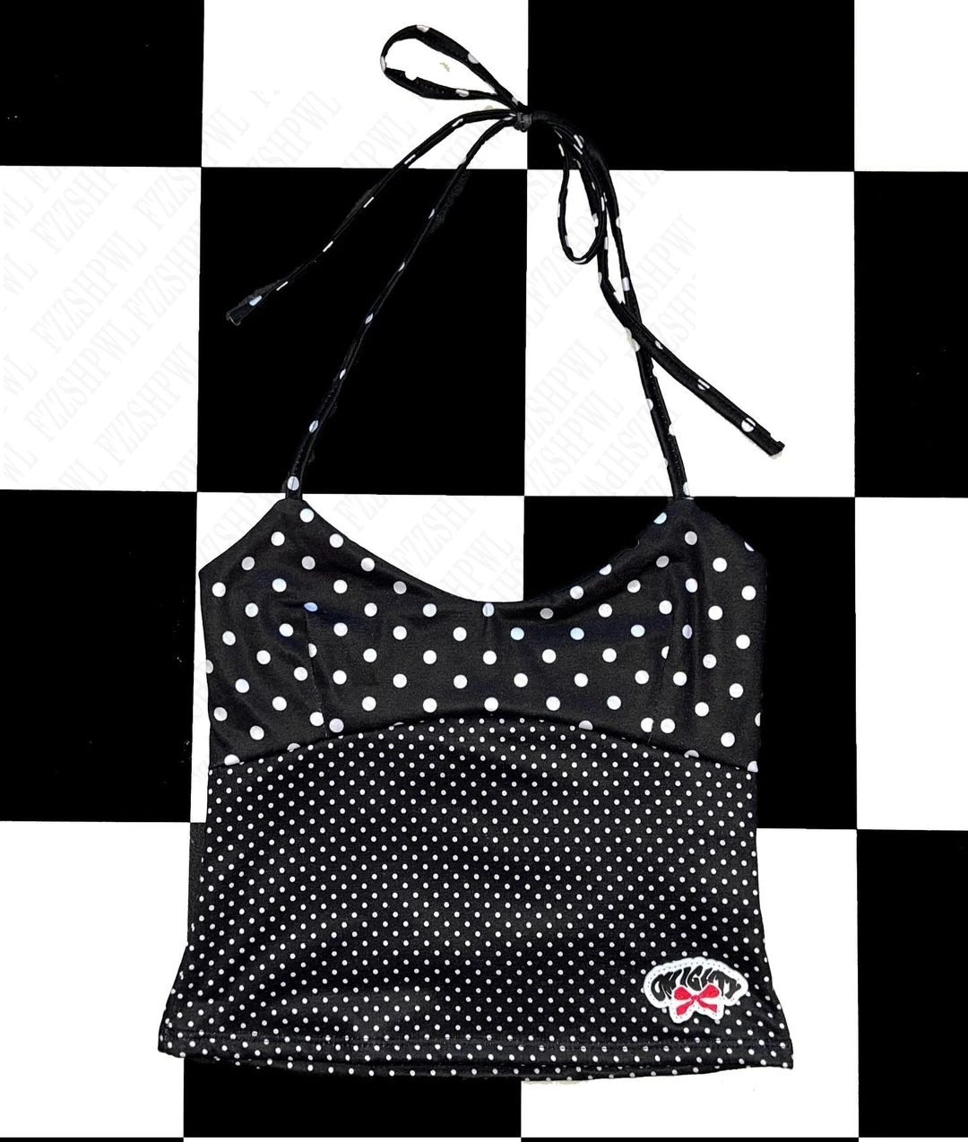 Y2k Sexy Vintage Style Dot Print Top Spaghetti Strap Sleeveless Slim Fit Vest+Hotsweet Streetwear Dot Print Slim Fit Mini shorts