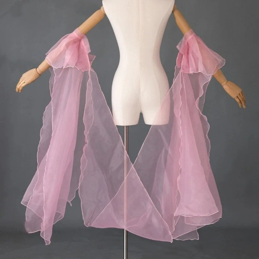 Elegant Chinese Hanfu Water Sleeves Organza Lace Up Flowing Fairy Lace Shawl Arm Sleeve Women Dance Costume