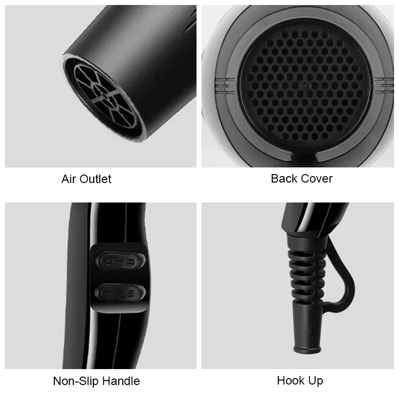 Фен 2200 Вт Профессиональный мощный фен для волос Быстрый нагрев Регулировка горячей и холодной воды Ионный фен сбора воздуха