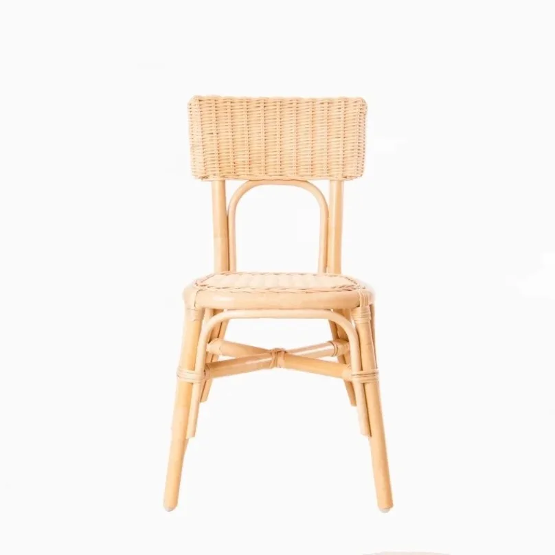 Real rattan small stool backrest small rattan chair children's home dining chair shoe changing stool casual bamboo rattan chair