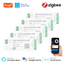 Tuya Zigbee LED Controller DC5V-24V CCT/RGB/RGBW/RGBCCT LED Strip Dimmer Smart Life APP Voice for Alexa Google Need Zigbee Hub