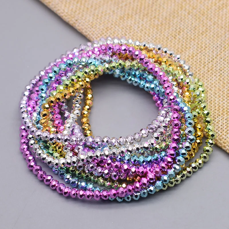 2 3 4mm New Color Golden Rose Blue Green Pink Faceted Crystal Glass Beads Spacer Loose Beads for Jewelry Making DIY Bracelet