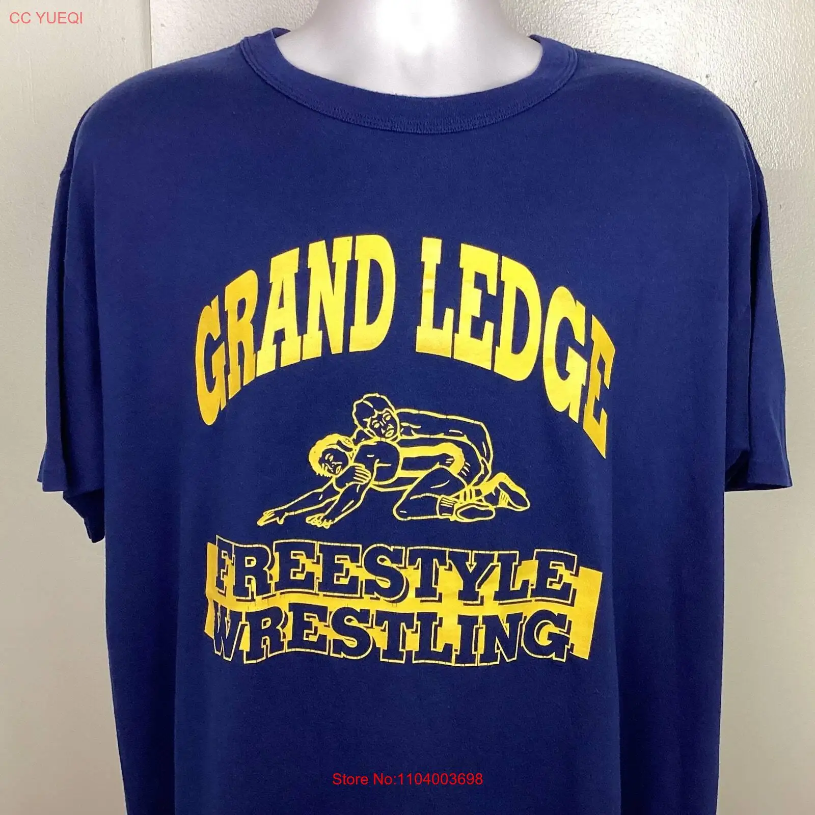 Vtg 80s 90s Grand Ledge Freestyle Wrestling T-Shirt Blue XXL Made In USA