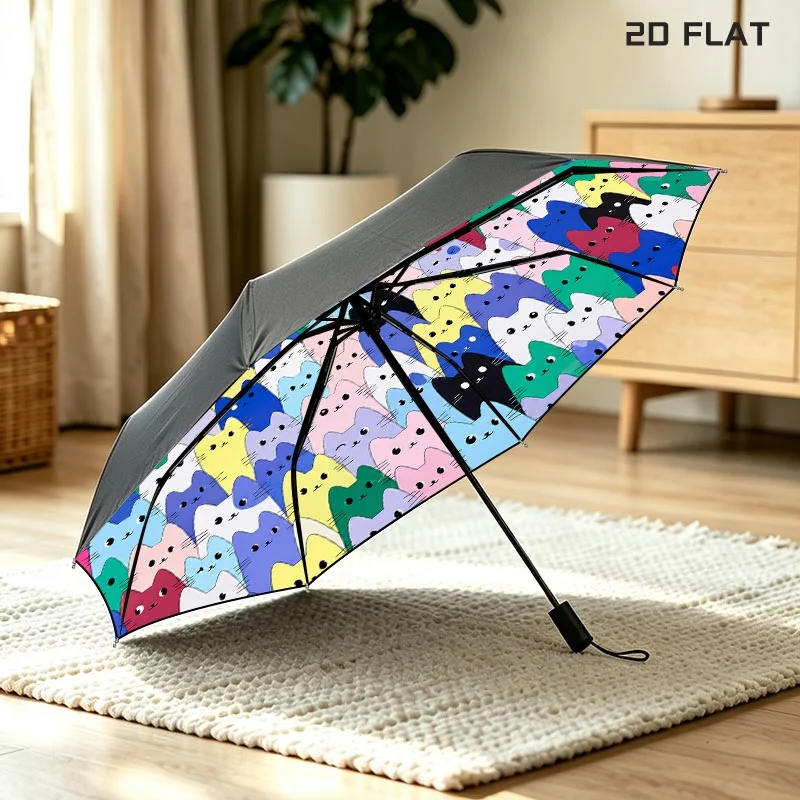 Folding Umbrella 8-bone Automatic Umbrella Internal Printed Umbrella Sunshade and Rain Shelter