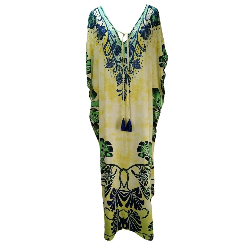 H58D Women's Beachwear Turkish Kaftans Long Swimsuit Cover up Caftan Beach Dress