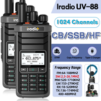 Iradio UV-88 Multi Band Ham Radio HF UHF VHF Dual Band FM AM USB LSB CW CB LW MW SW SSB Reception 1024CH Handheld Walkie Talkie