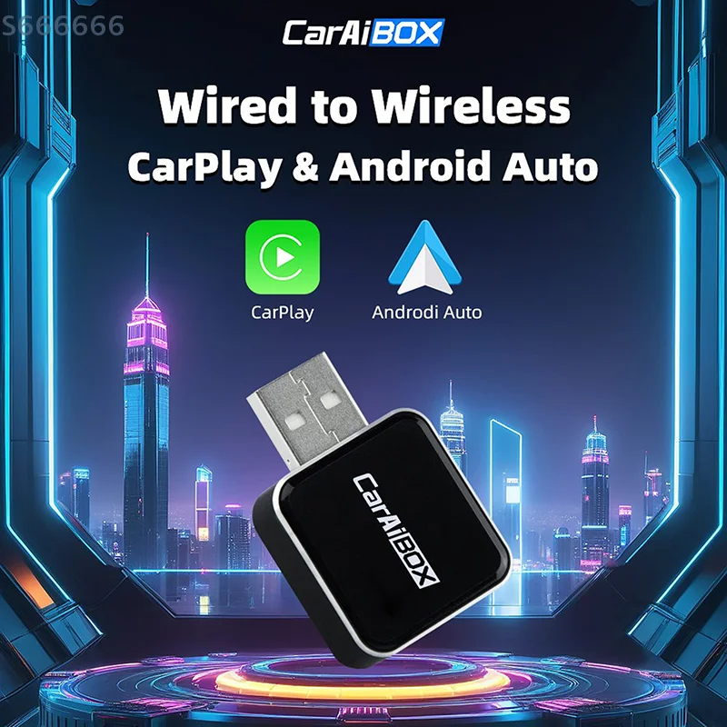 AI Box 2 In 1 Mini Adapter Plug And Play Fast Connect Compatible With Cars Wired To Wireless Conversion Carplay Android Auto