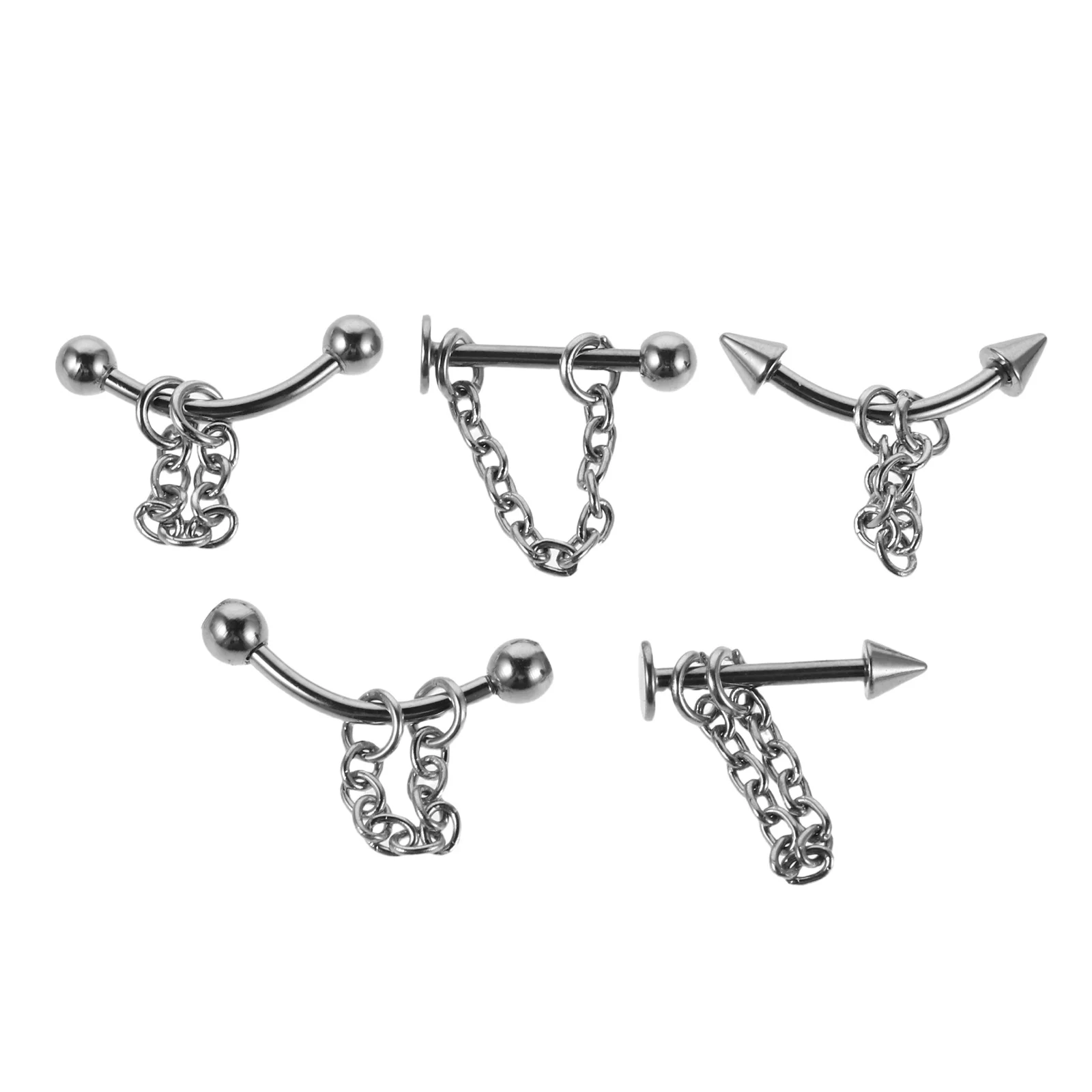 Anneaux à lèvres en acier inoxydable, 5 pièces, clous, Labret verticaux, bijoux durables et confortables pour femmes, Piercing à lèvres pour les activités