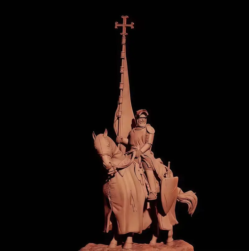 نموذج راتينج 1/24 فارس قديم (مع حصان وقاعدة) تمثال أبيض نموذج Gk مجموعة غير قابلة للتجميع وغير ملونة