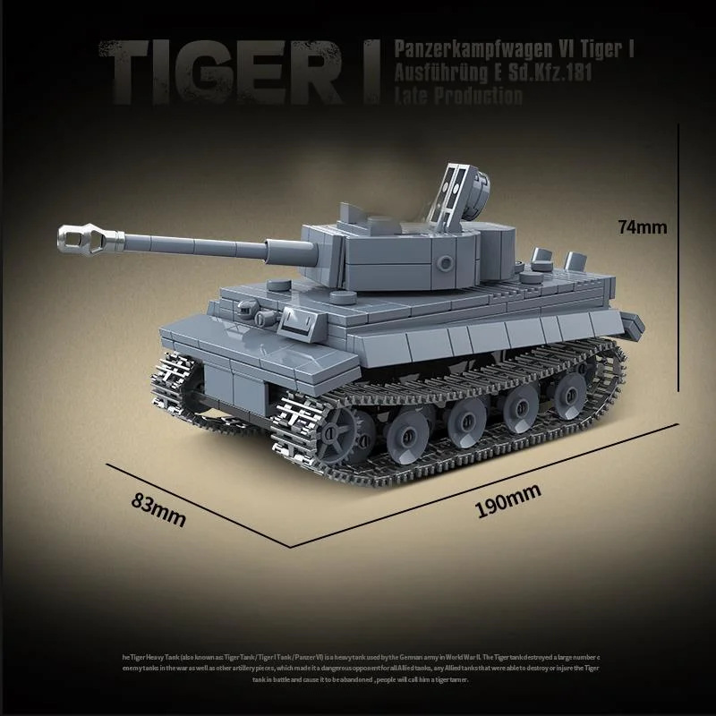 WWII Military Panzerkampfwagen VI Ausf. E Tiger I Tank Fighting Vehicle Soldier Building Blocks Sets Model Dolls Brick Toys Kids