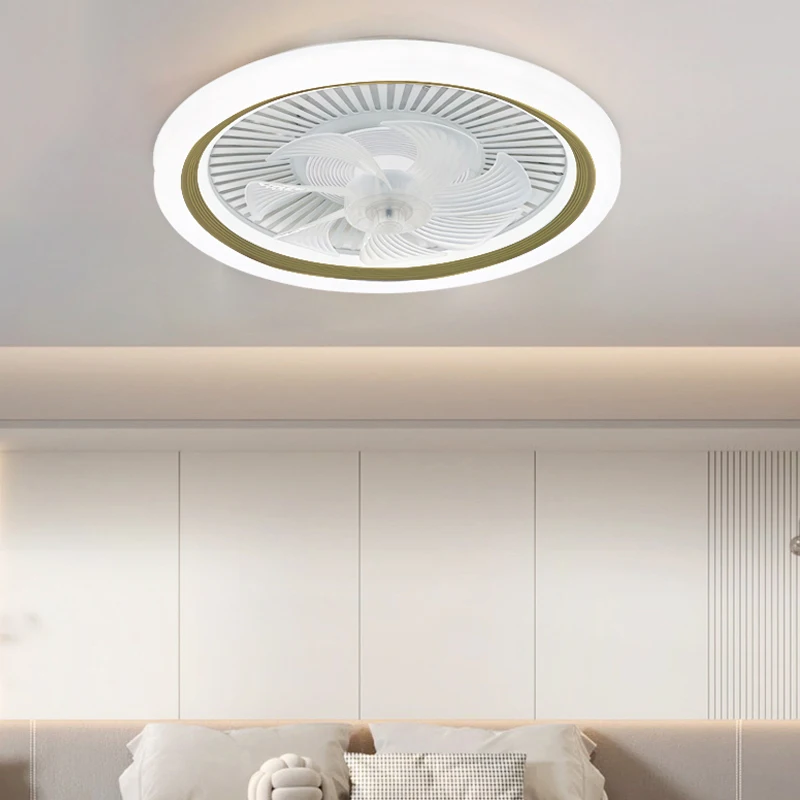 Luz de ventilador de techo de estilo nórdico, sala de Estar, comedor, dormitorio, luz de techo Circular LED de ahorro de energía con ventilador,