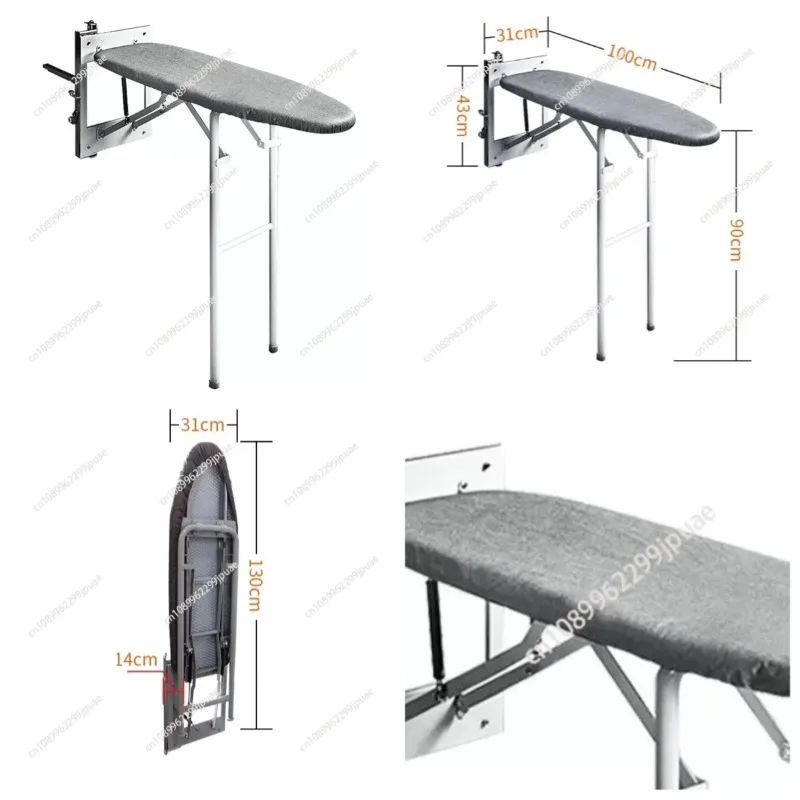 Wall Mounted Folding Hidden Ironing Board 180 Degree Rotation Buffer Design Household Clothes Ironing Rack