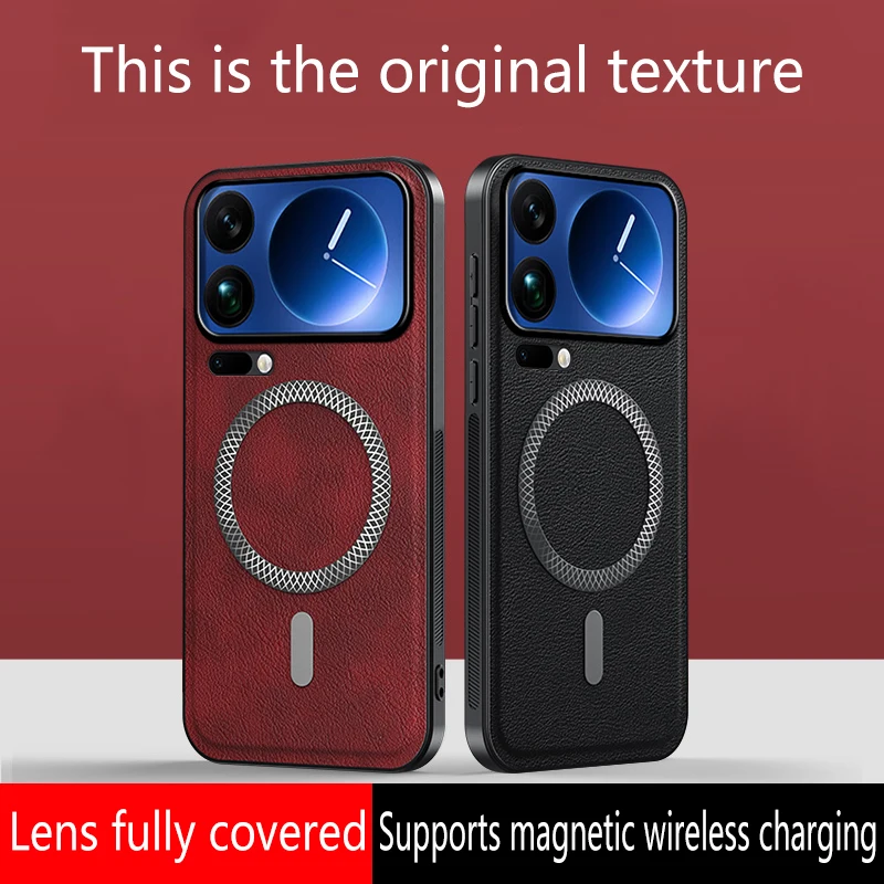 

For Xiaomi 17 Pro Max Case Magnetic Elegant Leather Wear-Resistant Lens Fully Covered Non-Slip Grip Edge Cover Shell