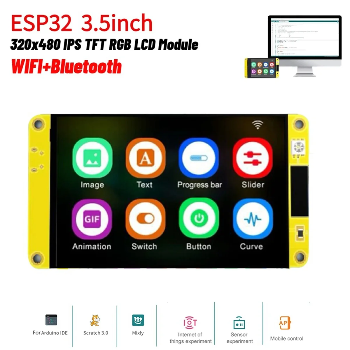 

ESP32 для Arduino LVGL WIFI + Bluetooth макетная плата 3,5 дюйма 320x480 RGB умный экран ЖК-дисплея TFT модуль емкостный
