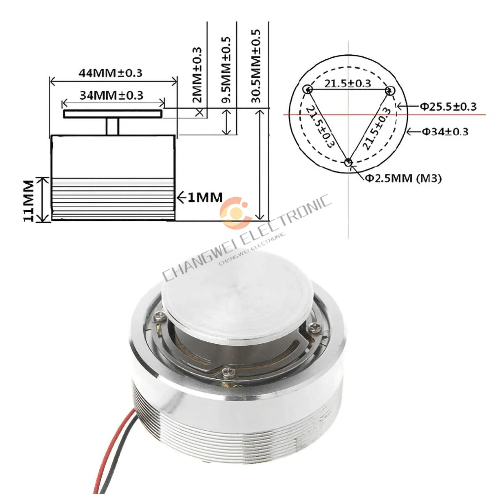 20W 4Ω/8Ω 1.5-Inch 44MM Vibrator Bone Conduction Vibration Desktop Speaker Neodymium Magnetic Mid-Woofer