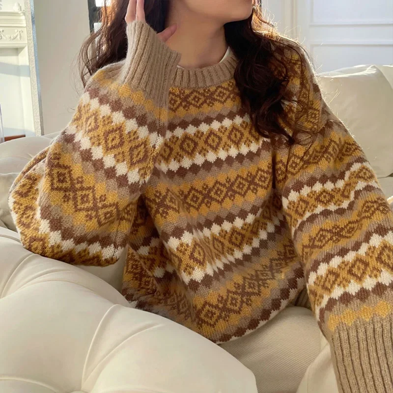 Autumn/winter New Fashion Elegant Comfortable High Quality Pullover Sweater Casual Vintage Loose Popular Knitted Women\'s Top