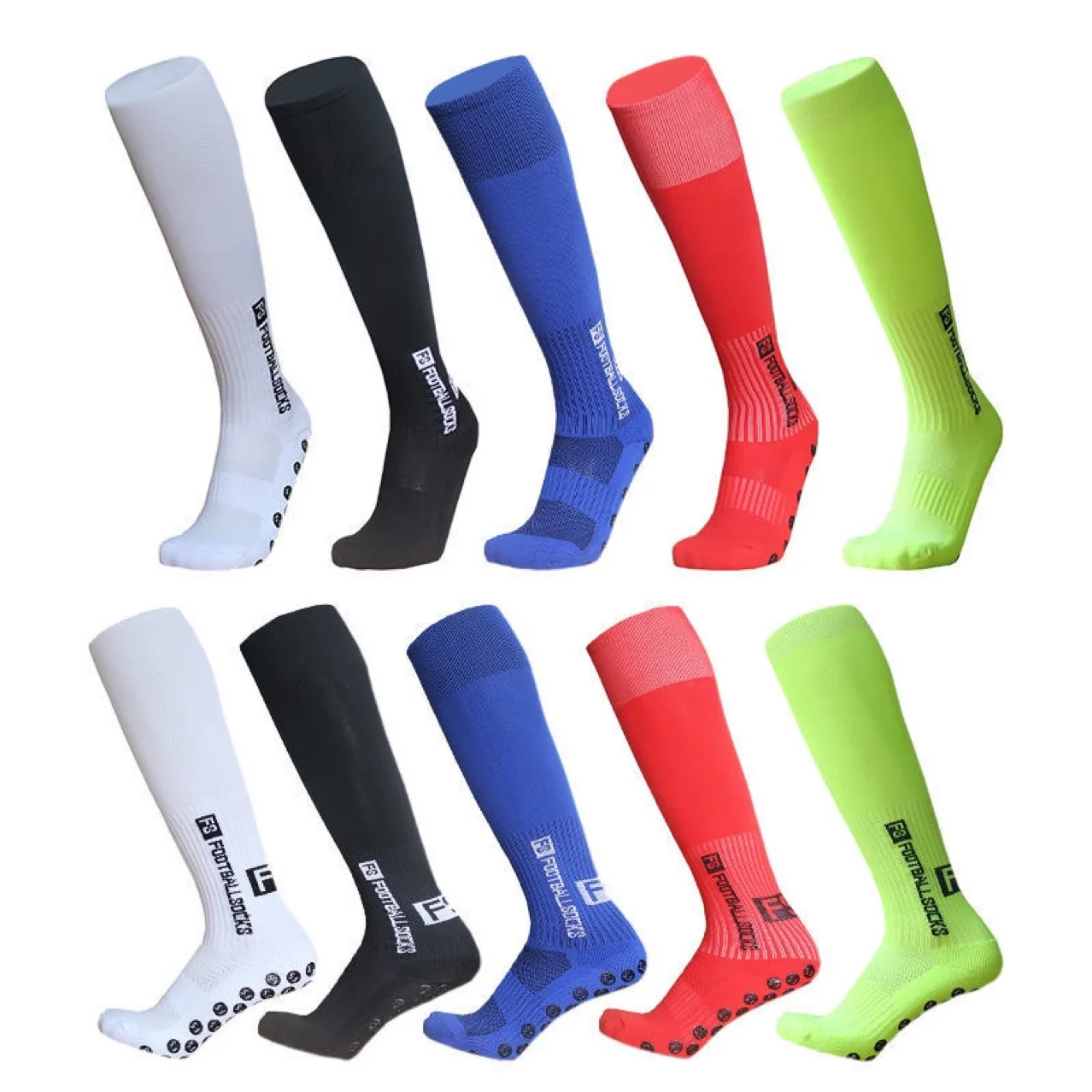 

Men Women Long FS Football Socks Sports Round Silicone Non-slip Grip Soccer Sock