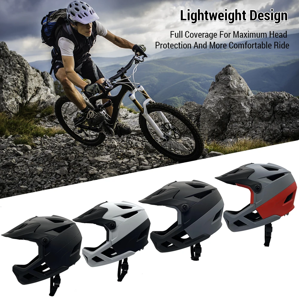 

Full Face Mountain Bike Helmet for Men Women Road Bike Helmet Lightweight Adjustable Visor and Goggle Port 55-59CM