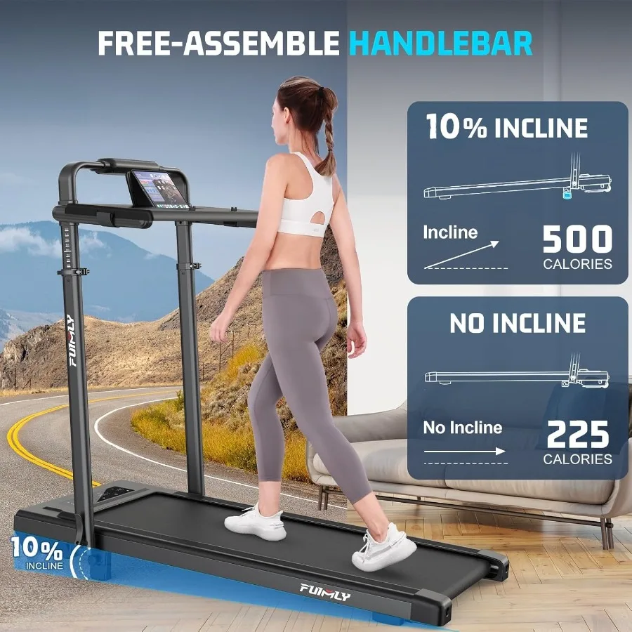 جهاز مشي قابل للطي مع محطة عمل مكتبية للاستخدام المنزلي والمكاتب: 10 سعة مائلة 300 رطل و3 طرق تحكم تصميم 8 في 1 مع هان #6