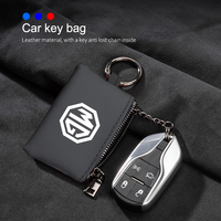Car Leather Key Case Keychain Mini Storage Bag Auto Accessories For Morris Garages MG Cyberster MG3 MG5 MG7 MG6 ZS ES5 HS MG4 EV