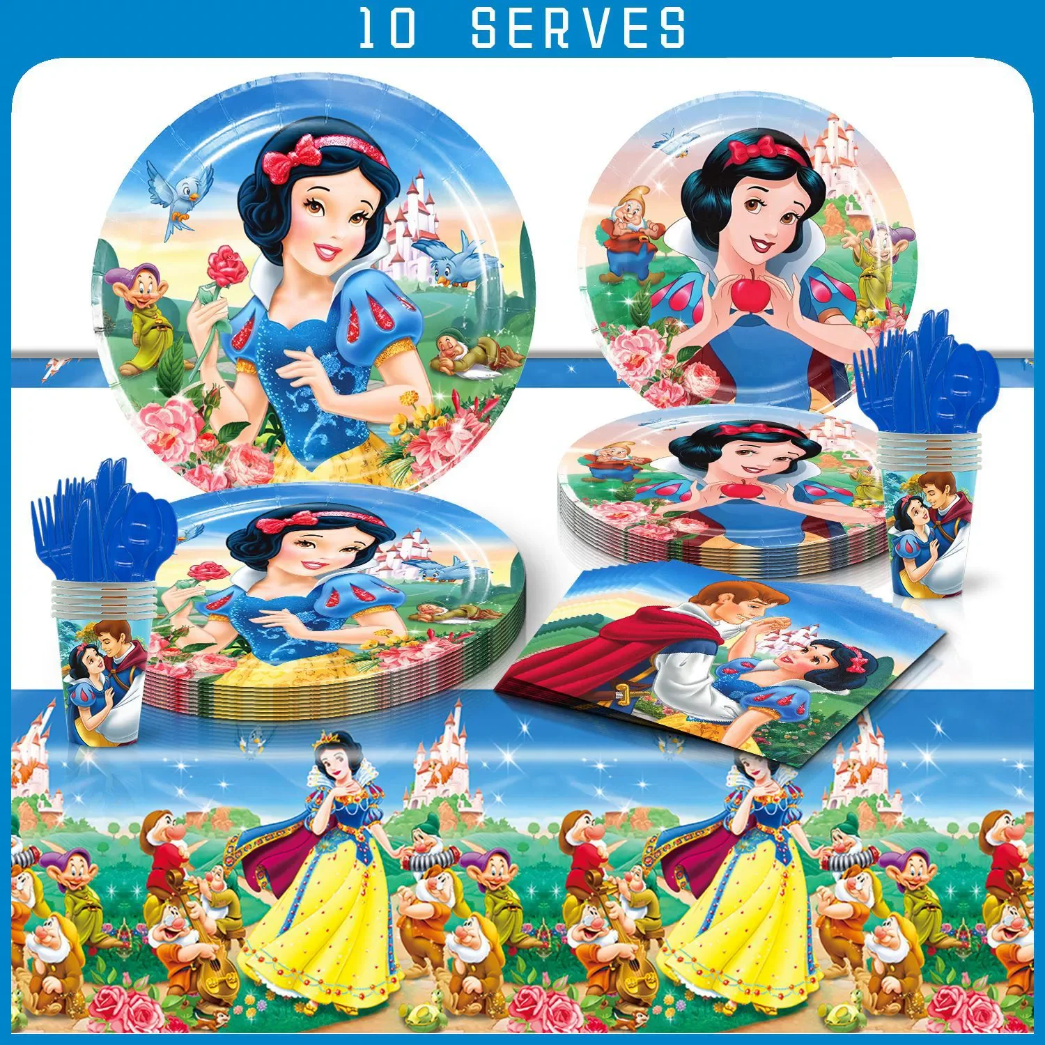 Articles de fête de révélation du sexe Blanche-Neige, vaisselle, gobelets, assiettes, décorations de table pour anniversaire de bébé fille et baby shower