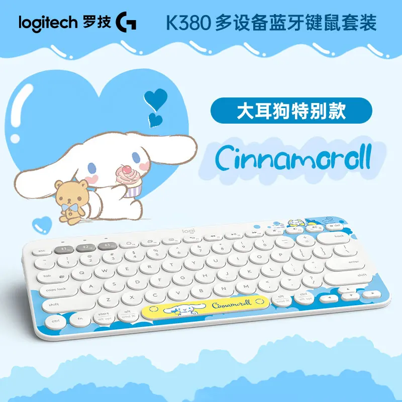 Logitech K380 Wireless Bluetooth Keyboard Mouse Combos Set POP Kuromi Cinnamoroll Melody Wireless Mouse For Home Office Tablet