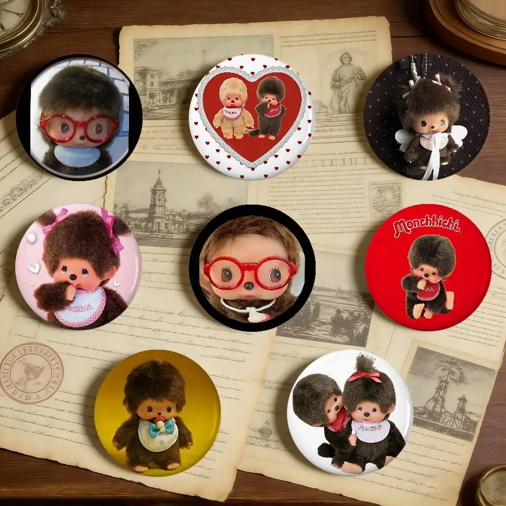 Kawai M-monchhichis-s Abzeichen, Anstecknadeln aus Weißblech, runde Broschen für Umhängetaschen, Accessoires, Souvenirgeschenke