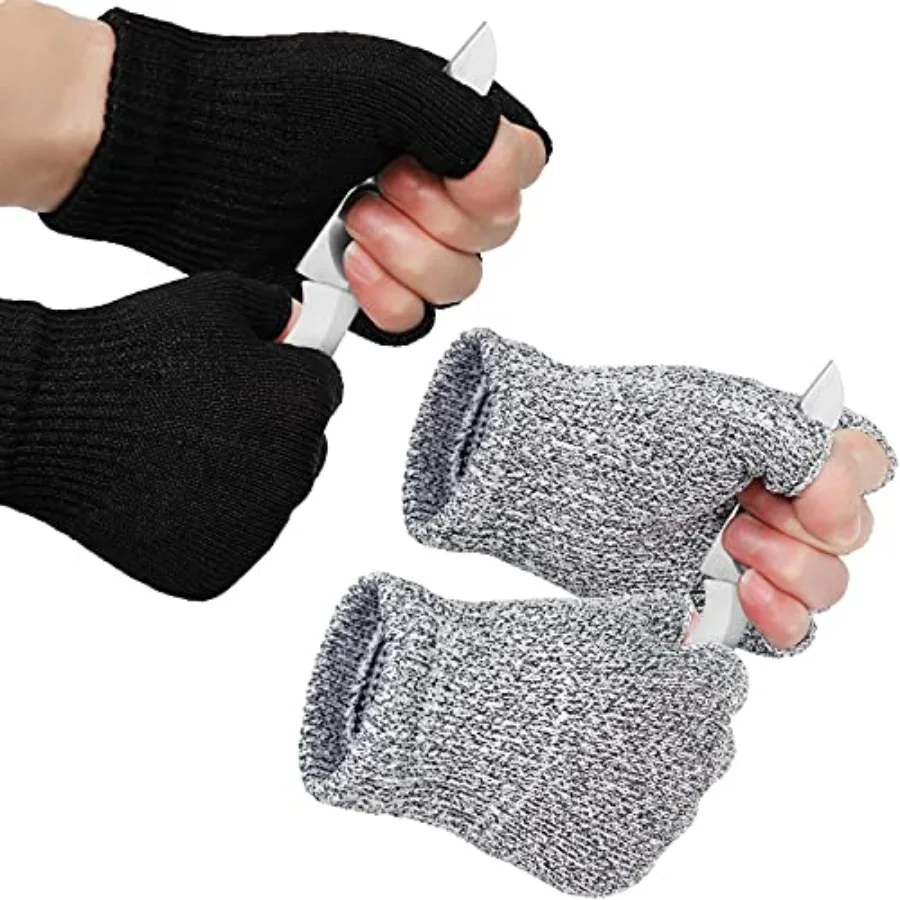 

2 Pair Cut Resistant Half Finger Protection Gloves Food Grade Kitchen Cutting Glove for Chef Molin Slicing