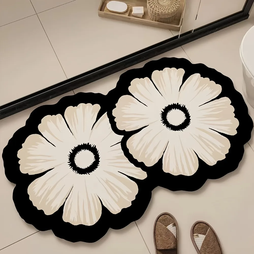 

Creative Super Absorbent Flower Pattern Non-Slip Mat Anti-Fouling Diatom Mud Decorative Door Mat Beautiful Entry Door Mat Toilet