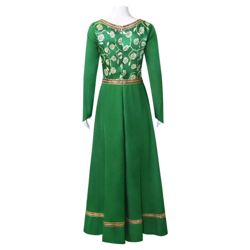 Movie Monster Princess Fiona Cosplay Female Costume Retro Green Square Collar Long Dress Halloween Carnival Costumes for Women view 2