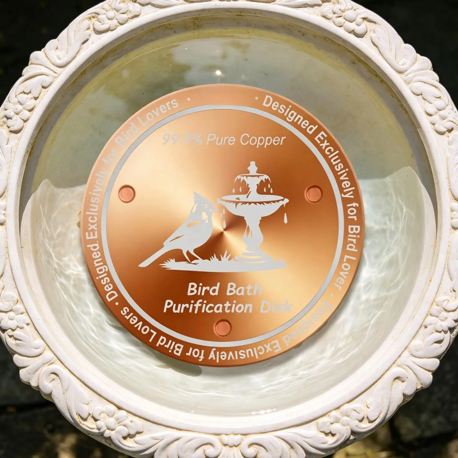 

Round Natural Bird Bath Copper Disk Cleaner Plate for Solar Heated Concrete Ceramic Large Fountain Outdoor Garden Backyard Lawn