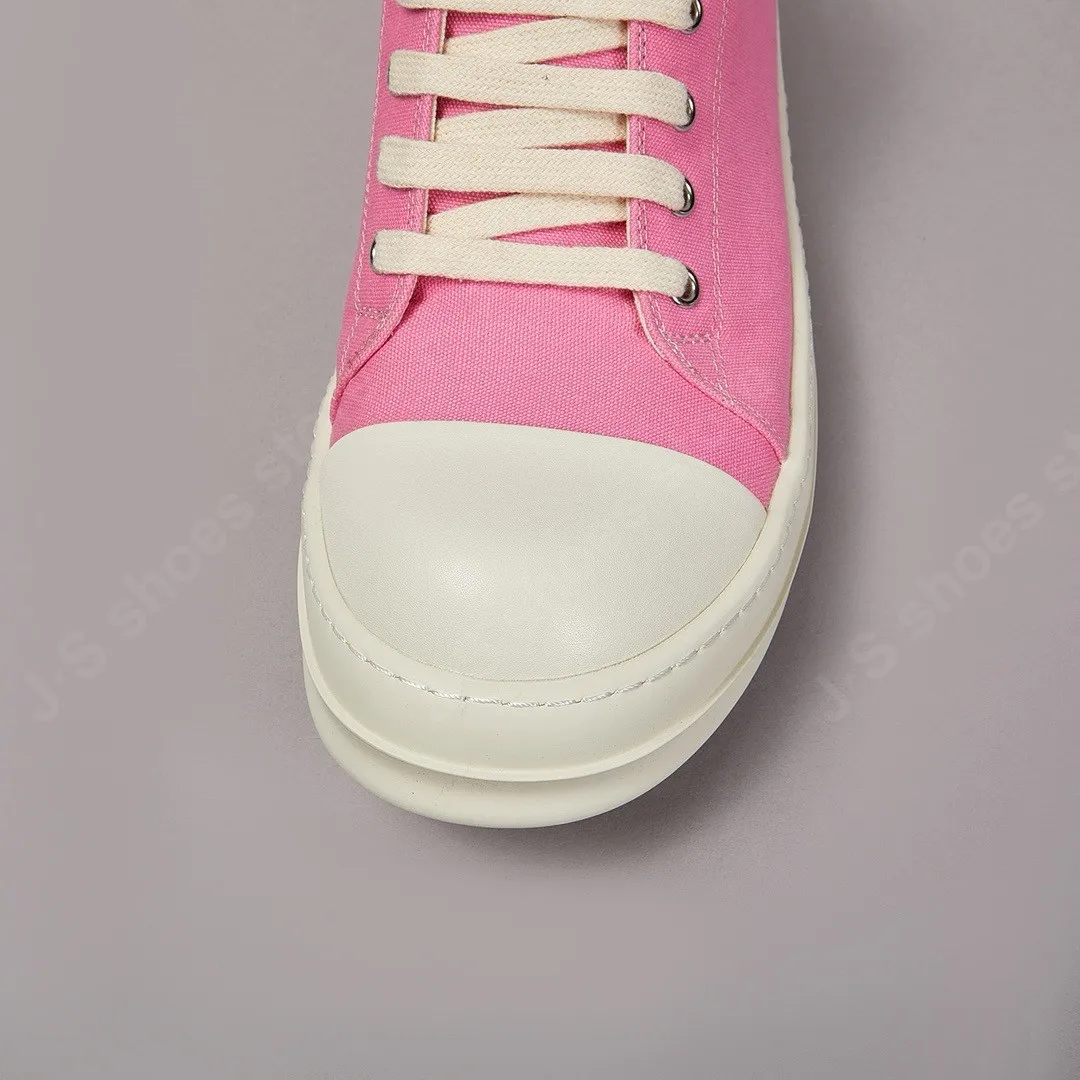 Marca ro sapato masculino ricks sapato de lona rosa feminino sapatos casuais owens tênis sapatos planos luxo rendas até sapato baixo sapatos tênis