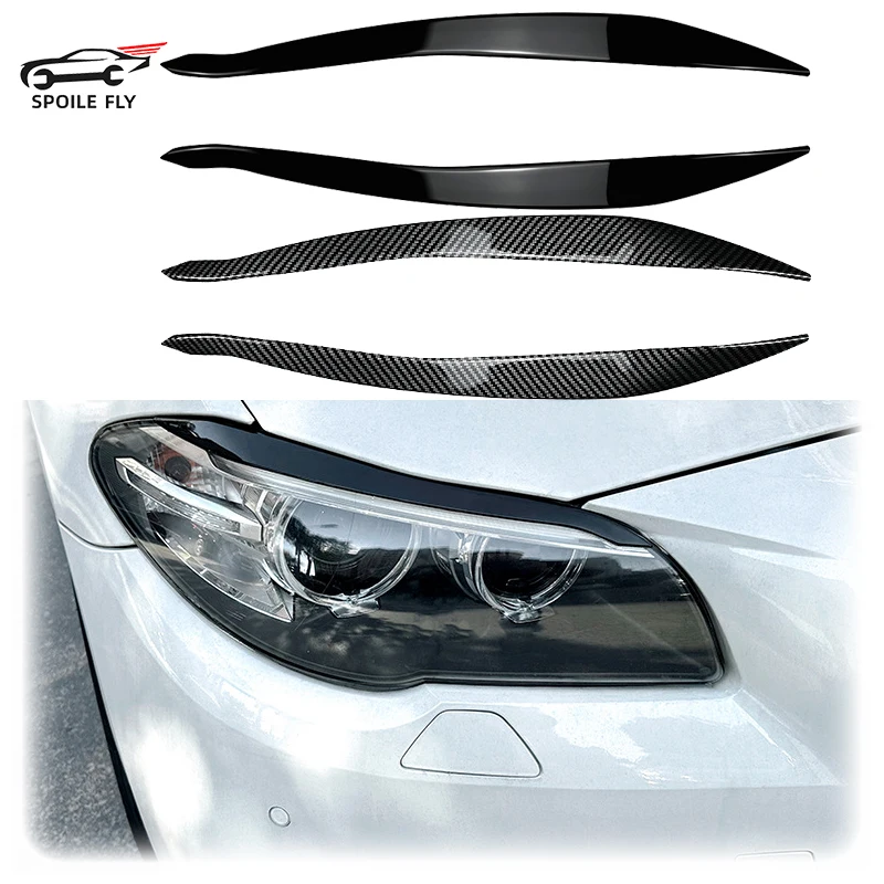 

2015 To 2017 For BMW 5 Series F10 F11 Front Headlight Eyelids Eyebrows Headlamp Cover Lmap Trim Sticker By ABS Gloss Black