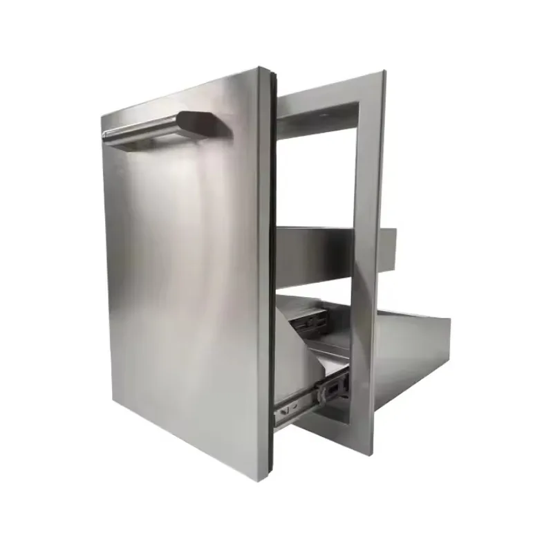 High quality built-in trash bin drawer storage pull-out compartment box with handle kitchen cabinet - for barbecue accessories