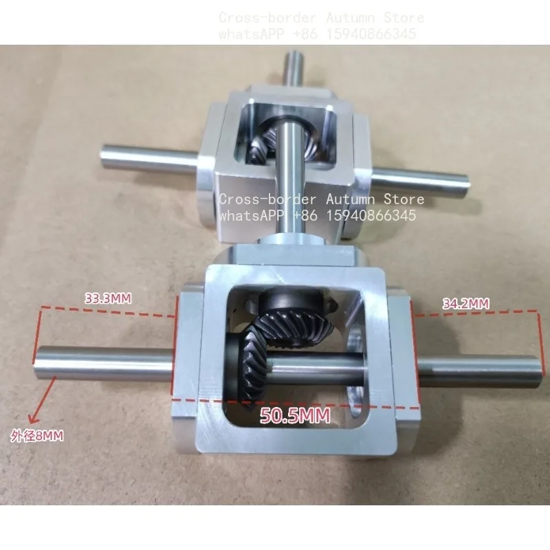 Aluminum shell stainless steel shaft spiral bevel gearbox 90 degree shaft diameter 8 small T-shaped gearbox