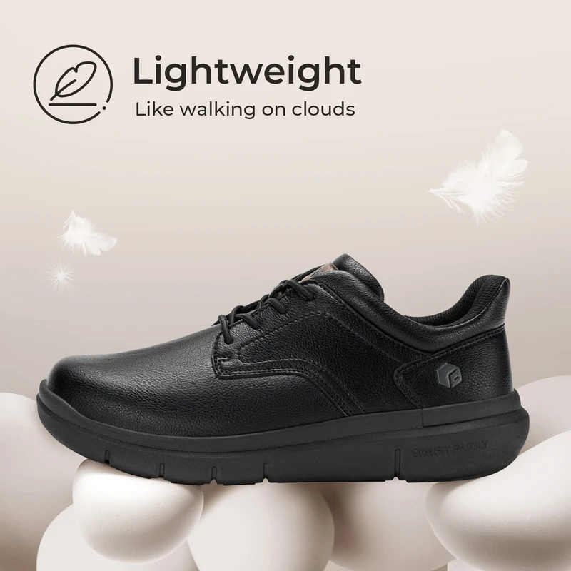 ItVille Men's Wide Width Leather Slip-On Casual Walking Shoes, Lightweight Orthopedic Footwear with Arch Support, Effective Pain Relief for Wide Feet and Swollen Feet view 3