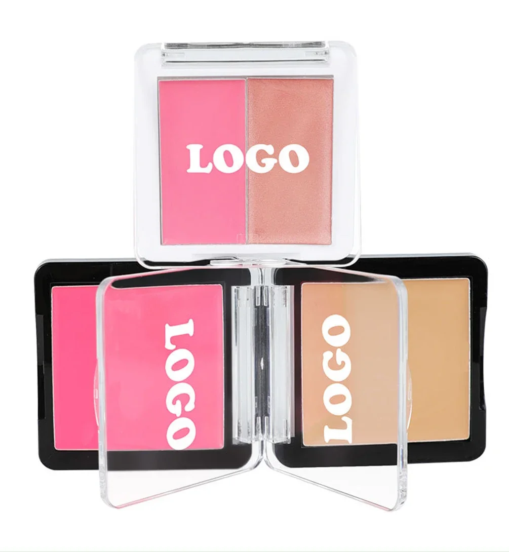 Private Label Contour Highlighter Blush Paleta, Blush creme, opção multi-cor, cosméticos delicados, maquiagem logotipo personalizado, atacado