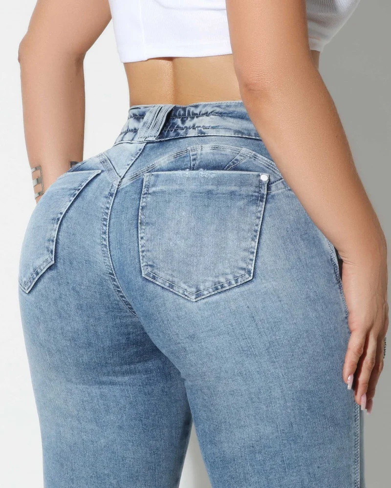 Jeans déchirés pour femmes, leggings de compression des jambes, gaine amincissante, sculpture des cuisses, taille plus mince, pantalon d'entraînement, contrôle du ventre