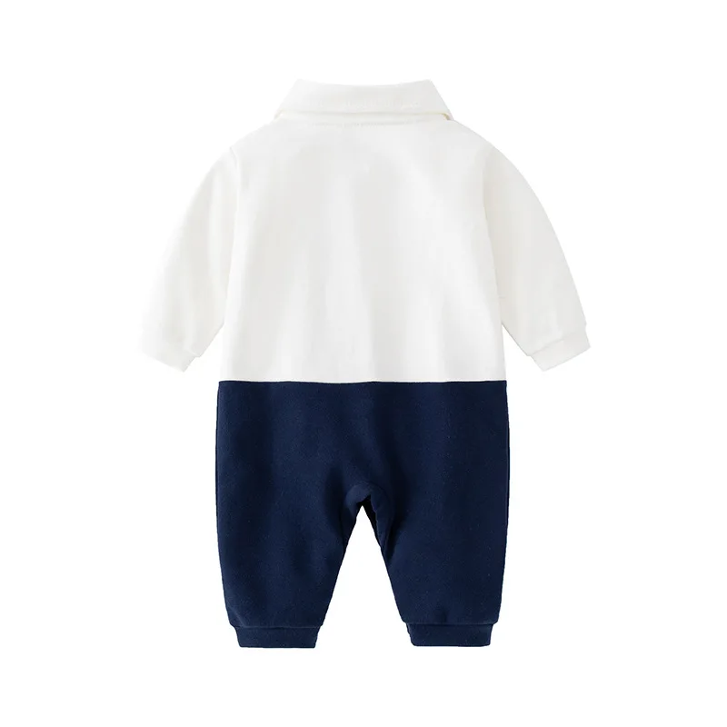 Baby Spring Autumn Jumpsuit Cotton Spliced Long Sleeved Captain Infant Boys Climbing Suit Newborn Boys Handsome Outfit