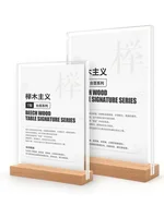 A4 A5 A6 Wooden L-Shaped T-Shaped Strong Table Card Double-Sided Label Display Card Holder Table Paper Holder Display Holder 5